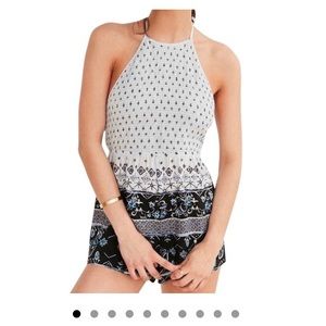 Blue and Black UO Out From Under Smocked Romper